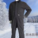 防寒服 防水面料 黑色工作棉衣 连体劳保服装冬季连体服 防静电