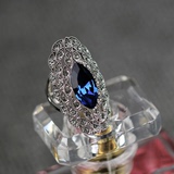 波西米亚风时尚食指指环蓝宝石女款水晶尾戒个性锆石女款戒指礼物