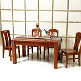 榆木餐桌全实木餐桌椅客厅家具简单中式现代餐桌一桌四椅六椅组合