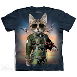 2016新款the mountain 美国代购外来战士墨镜猫 短袖3d立体男T恤