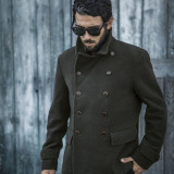 AK男装2015秋季新款男士海军羊毛混纺毛呢挺括短款大衣