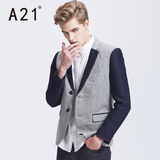 A21男装修身型西装夹层外套 男士潮流时尚拼色西服上衣秋冬款新品