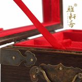 中式收纳盒子 实木质绒布带锁复古红木双层仿古饰品首饰盒 鸡翅木