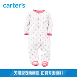 Carter's1件式白色长袖连体衣包脚爬服全棉女宝婴儿童装115G127