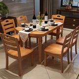 现代中式实木餐桌 1.2米小圆桌家用饭店小户型1.5m折叠圆形吃饭桌