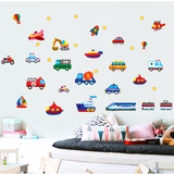 幼儿园儿童房墙贴 卧室床头男孩宝宝墙壁贴纸背景墙贴画汽车飞机