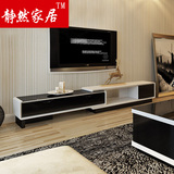 现代简约现代金属简约可伸缩超薄电视柜白色烤漆客厅组合成都包邮