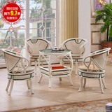 白色简约客厅休闲真藤椅子茶五件套欧式客厅阳台藤编桌椅组合家具