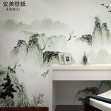水墨国画大型壁画电视墙背景客厅墙纸中式古典山水中国风壁纸壁画