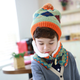儿童帽子围巾两件套婴儿护耳帽加厚冬季男女童宝宝帽子套装手套