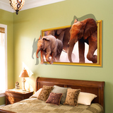 3D大象立体墙贴画客厅沙发卧室墙壁贴画装饰动物大象防水卡通逼真