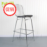 欧式吧台椅 金属工业铁丝网格高脚 咖啡厅椅子 高脚设计师酒吧椅