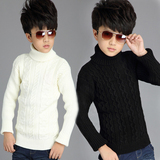 童装男童毛线衣3-14岁男孩秋冬装白色高领毛衣5儿童针织衫6中大童