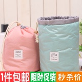 旅行韩国可爱简约圆筒大容量防水化妆包女便携整理分层束口洗漱包
