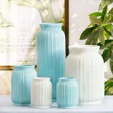 包邮简约现代白色蓝色陶瓷花瓶花器三五件套家居饰品摆件组合花艺