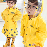 韩国男女儿童雨衣宝宝轻薄透气柔软防水布雨披拉链透明檐小孩雨具