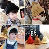 韩版男童女童2015新款儿童帽子手工奶嘴尖尖顶毛线帽针织高品质潮