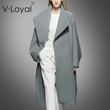 V·Loyal2015新款包袖秋冬时尚宽松毛呢外套欧美中长款羊绒大衣女