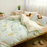 日式宜家风全棉四件套卡通被套纯棉儿童床上用品夏天简约床单床笠