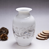 景德镇陶瓷花瓶摆件客厅小号白色雪景现代简约博古架家居装饰品