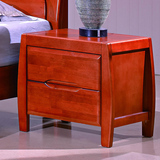 现代中式橡木床头柜全实木海棠色床边柜复古床边桌收纳储物小柜子