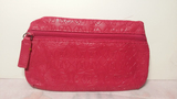 最新专柜兰Lc蔻赠品包玫红色玫瑰压花纹零钱包 化妆包 手包