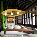 东南亚风格新中式酒店工程吊灯餐厅灯大厅用鱼形灯茶楼吊灯竹吊灯