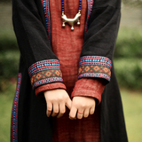 原创设计棉麻女装品牌棉麻民族风刺绣花文艺范复古中式风衣外套春