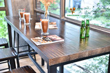 铁艺美式实木星巴克咖啡酒吧餐桌椅组合墙边长窄桌茶西餐厅高脚凳