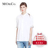 MoCo摩安珂正品代购中长款宽松立领白衬衫短袖衬衣MT151SHT17
