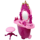 雄城正品芭比娃娃玩具公主仿真化妆台旅行箱城堡梳妆台灯光音乐