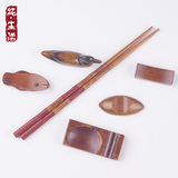 纯生活 特价原木筷子架 实木筷子托 树叶小鱼形状筷托筷枕筷架
