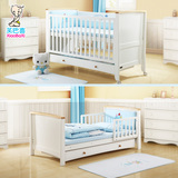 笑巴喜婴儿床实木床多功能宝宝床白色环保油漆儿童床少年床新款