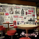大型时尚创意英伦风咖啡厅奶茶店背景墙壁纸立体个性欧式墙纸壁画