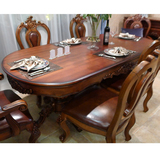 欧式餐桌美式实木餐台饭桌椭圆形餐桌椅组合餐厅家具一桌六椅
