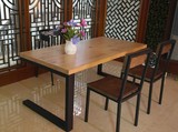 复古做旧实木餐桌椅铁艺茶几长工作台洽谈桌子书桌欧式组装是