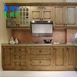 雅立整体橱柜厨房模压板一字形复古上海刨花板整体厨柜爱情海