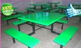 8人圆桌方桌 管理员用餐桌 食堂连体餐桌椅 玻璃钢餐桌 东莞餐桌
