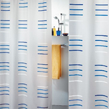 瑞士设计欧洲品牌 丝普瑞 spirella 蓝色水钻条纹PEVA防水浴帘