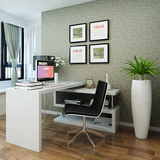 家用卧室时尚电脑桌现代简约台式旋转转角白色烤漆书桌笔记本书房