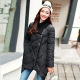 2015冬季新款韩式宽松大口袋中长款棉服女燕尾棉衣休闲羽绒外套