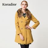珂莱蒂尔Koradior专柜正品女装秋冬款韩版纯色修身毛呢大衣外套瘦