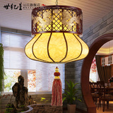 新中式吊灯圆形木艺创意led客厅灯古典高档餐厅主卧室温馨吊灯具