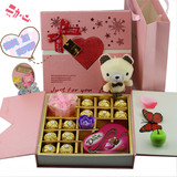 费列罗德芙巧克力心形礼盒装玫瑰花送女友生日闺蜜情人节创意礼物
