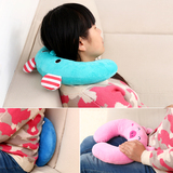 睡记忆枕保健枕便携充气式毛绒U型忱颈椎枕头飞机护颈枕办公室午