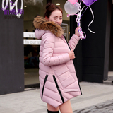 羽绒服女中长款2015冬装新款韩版女装毛领轻薄修身加厚外套羽绒衣