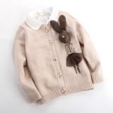2016年春秋装新款女童女宝宝小兔子针织衫毛衣开衫打底衣外套包邮