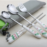 创意节日礼物品不锈钢餐具盒勺叉筷子套装环保便携式三件套3批发