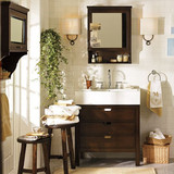 出口加拿大 美式储物镜柜 实木 橡木浴室柜卫浴洗手盆脸盆柜组合