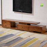 橡木实木伸缩电视柜现代中式简约影视柜地柜客厅家具茶几沙发组合